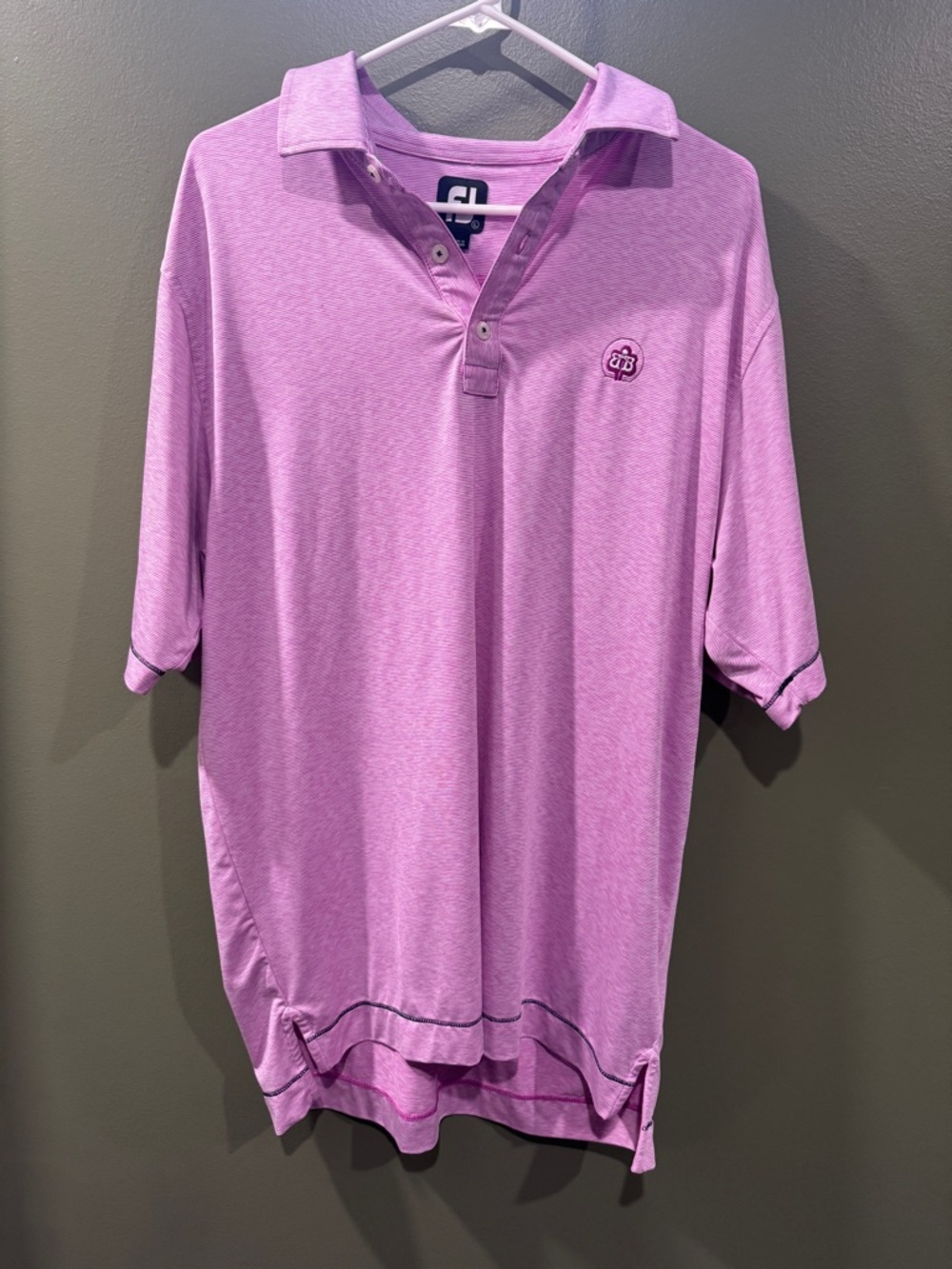 FootJoy Pink Thin Striped Golf Polo Large